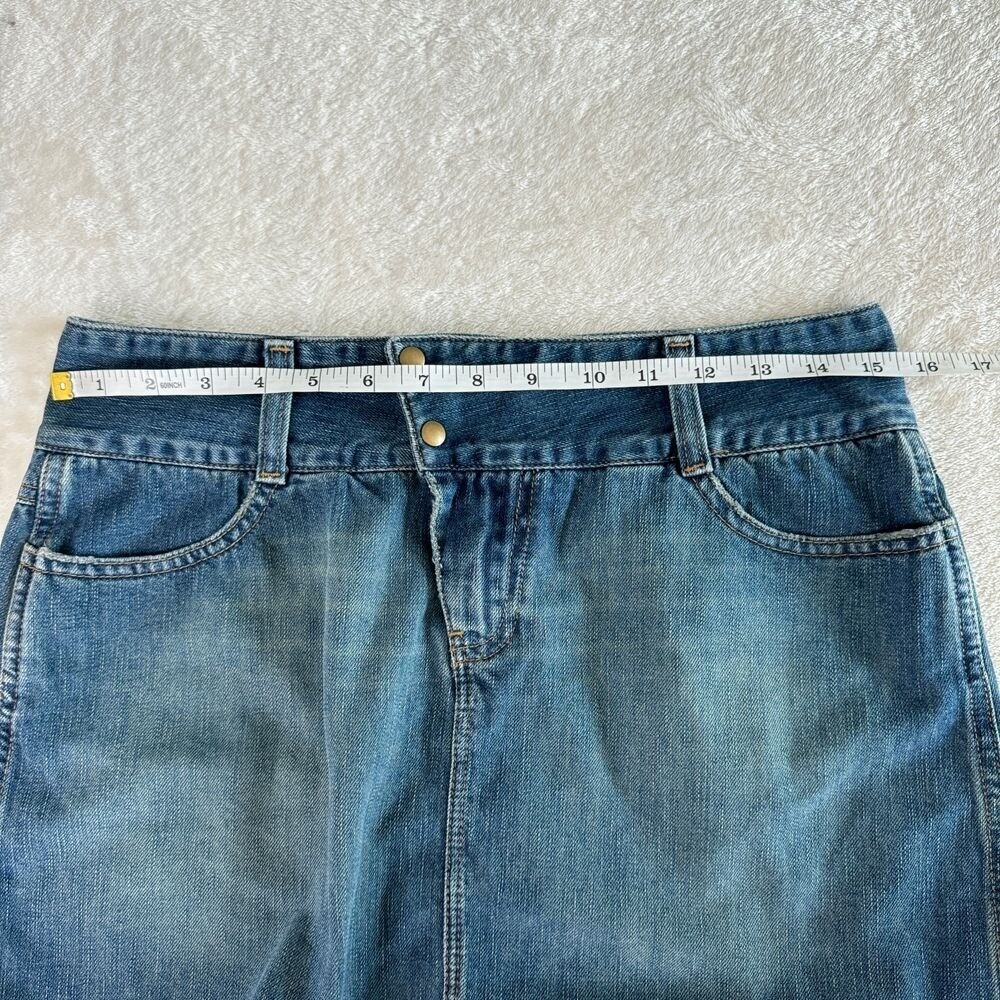 American Eagle‎ Skirt Womens 4 Blue Denim Mini Vtg Y2K Ultra Low Rise Raw Hem - Picture 7 of 14